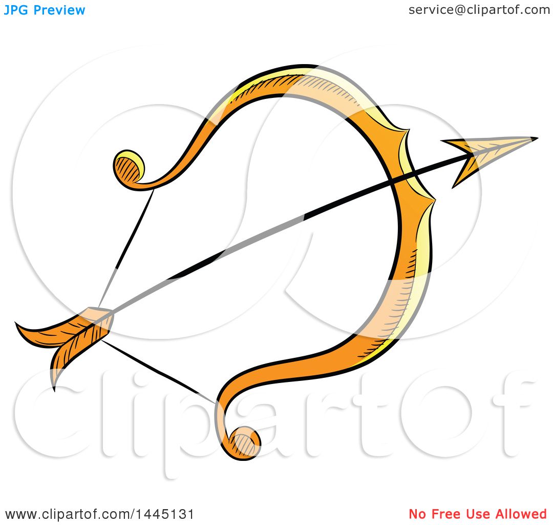 1080x1024 Clipart Of A Sketched Orange Astrology Zodiac Sagittarius Bow