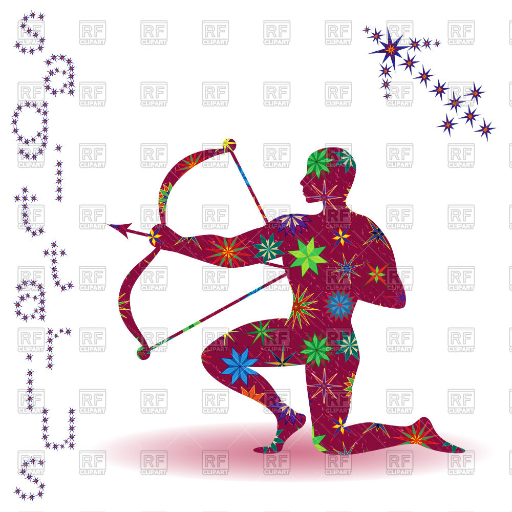 1000x1000 Sagittarius Zodiac Sign With Stylized Multicolor Stars Royalty