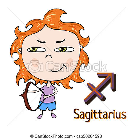 450x470 Zodiac Sign Cartoon Sagittarius, Astrological Character . Stock