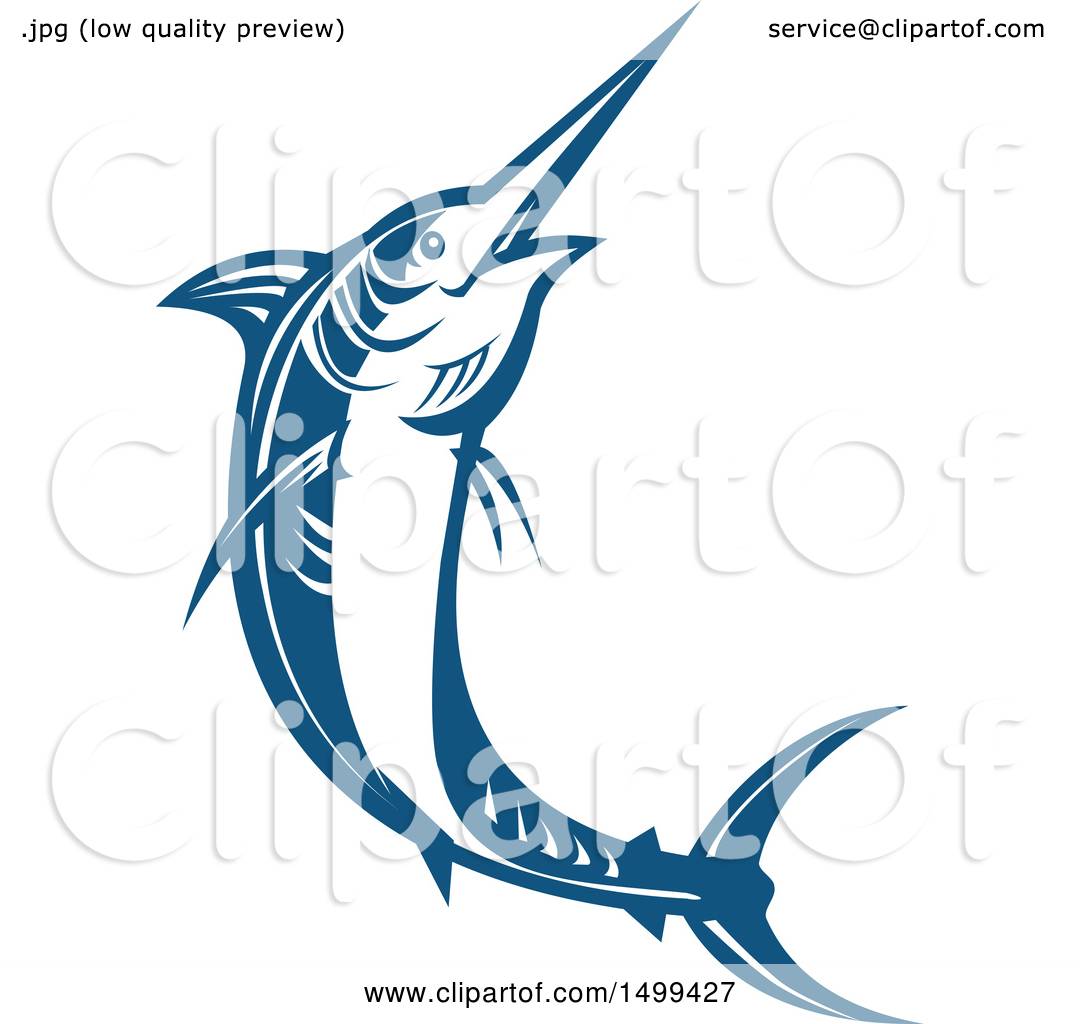 1080x1024 Clipart Of A Jumping Blue Marlin Fish
