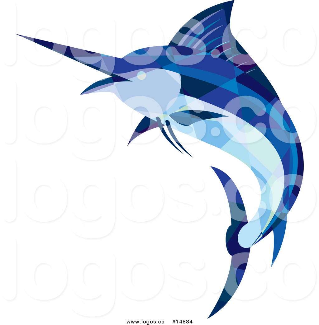 1024x1044 Royalty Free Vector Logo Of A Low Poly Geometric Blue Marlin Fish