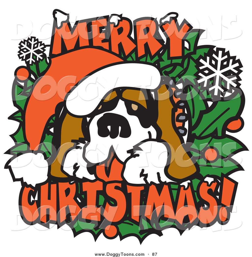 1024x1044 Doggy Clipart Of A Big Saint Bernard On A Merry Christmas Sign By
