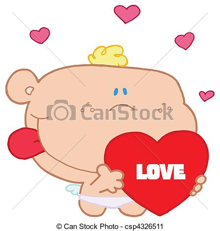 448x470 St Valentine's Day Cupid Romantic Cupid With Valentine Hearts