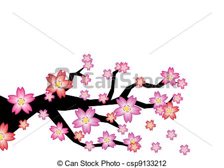 450x337 Illustration Of Sakura Branch Background Clip Art