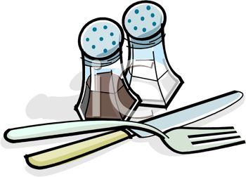 350x252 Picture Of A Knife, Fork, And Salt And Pepper Shakers In A Vector