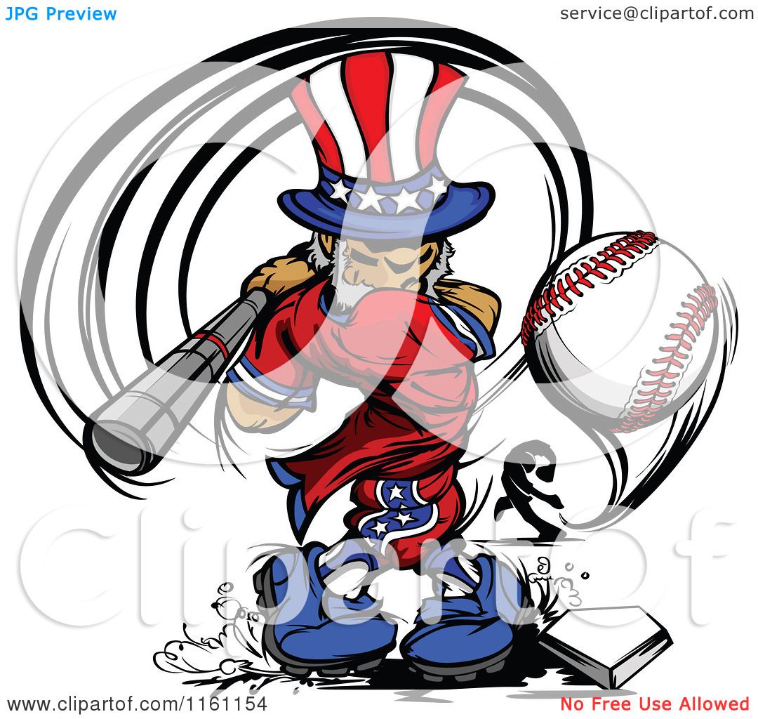 1080x1024 Cartoon Of An Uncle Sam Baseball Player Swinging