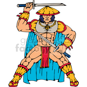 300x300 Royalty Free Samurai Warrior Front Two Swords 389889 Vector Clip