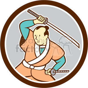 300x300 Royalty Free Samurai Warrior Wielding Sword Circ 394590 Vector