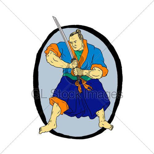 500x500 Samurai Warrior Katana Enso Gl Stock Images