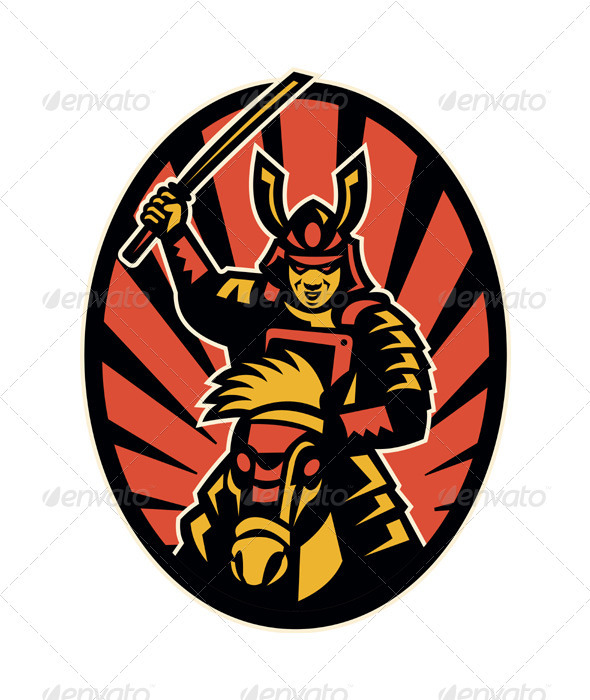 590x700 Samurai Warrior Riding Horse Katana By Patrimonio Graphicriver