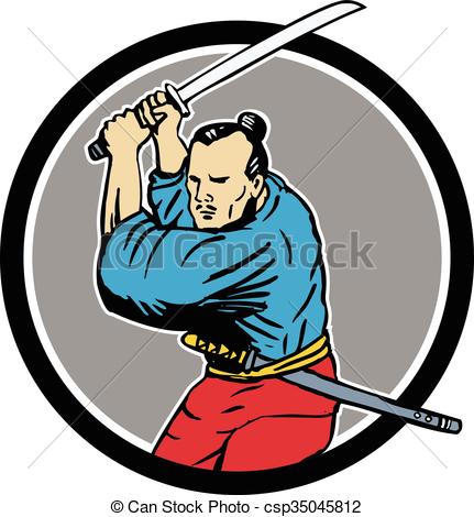 431x470 Samurai Warrior Katana Sword Circle Drawing. Drawing Sketch