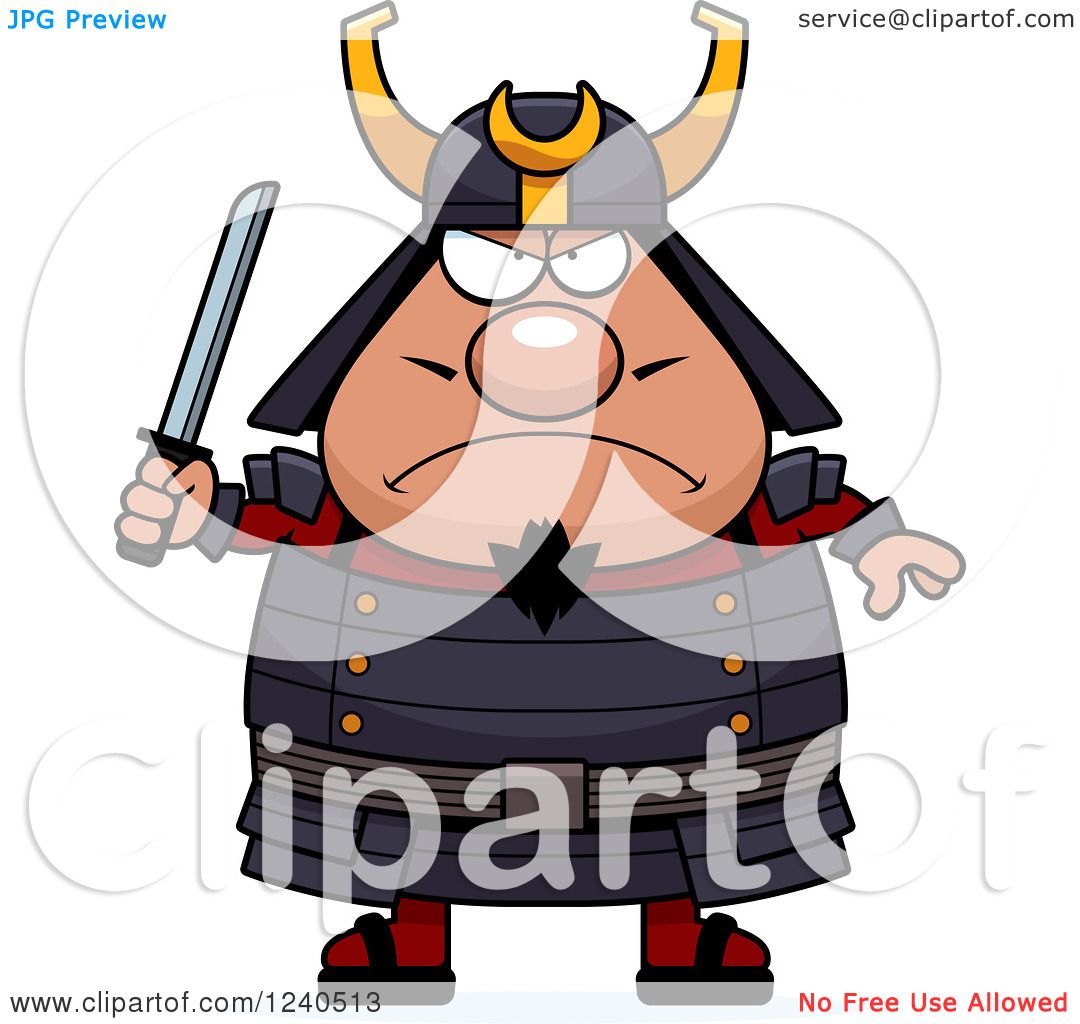 1080x1024 Clipart Of A Tough Samurai Warrior Holding A Sword