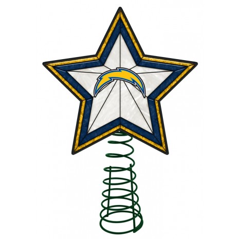 465x465 Los Angeles Chargers Light Up Art Glass Tree Topper Sports