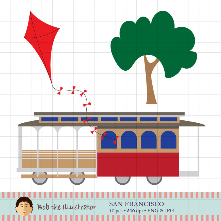 760x760 San Francisco Clipart, Golden Gate Bridge, Victorians, Cable Car