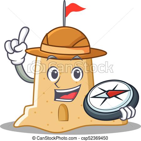 450x451 Explorer Sandcastle Character Cartoon Style Vector Clipart