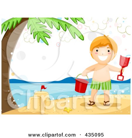 450x470 Royalty Free (Rf) Clipart Illustration Of Summer Boy Making