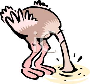 300x280 Clip Art Image An Ostrich With Its Head Buried In The Sand