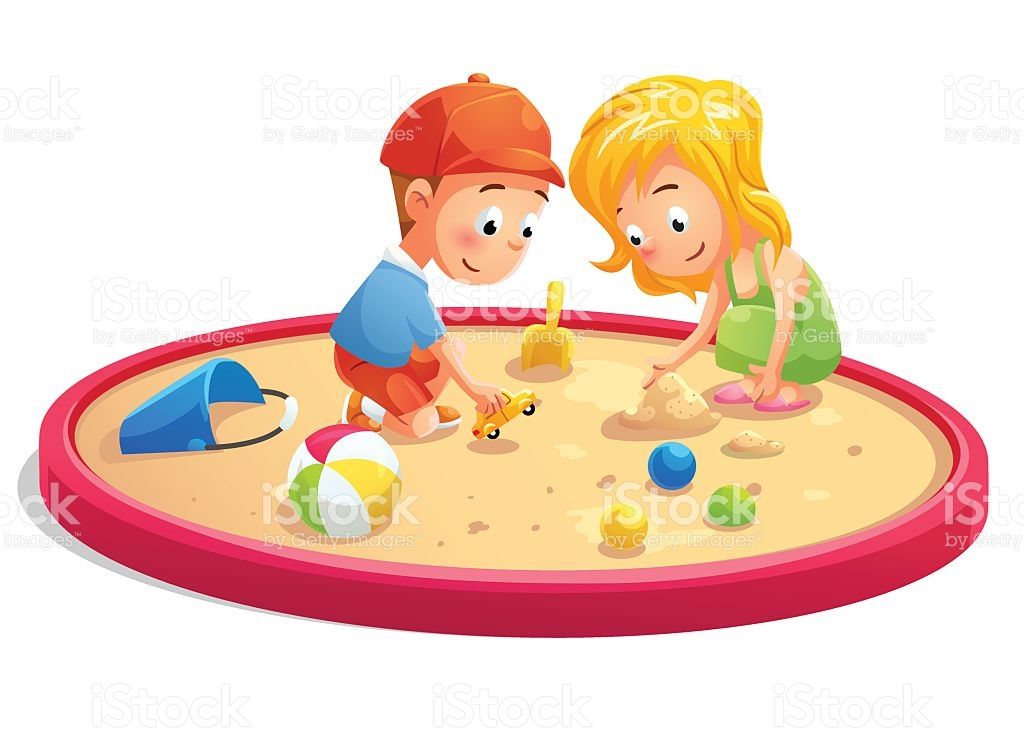 1024x729 Kids Playing In Sandbox Cartoon Style Royalty Free Stock Vector