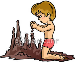 300x249 Little Boy Building A Sand Castle On The Beach