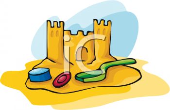 350x227 Royalty Free Clip Art Image A Sandcastle With Beach Toys