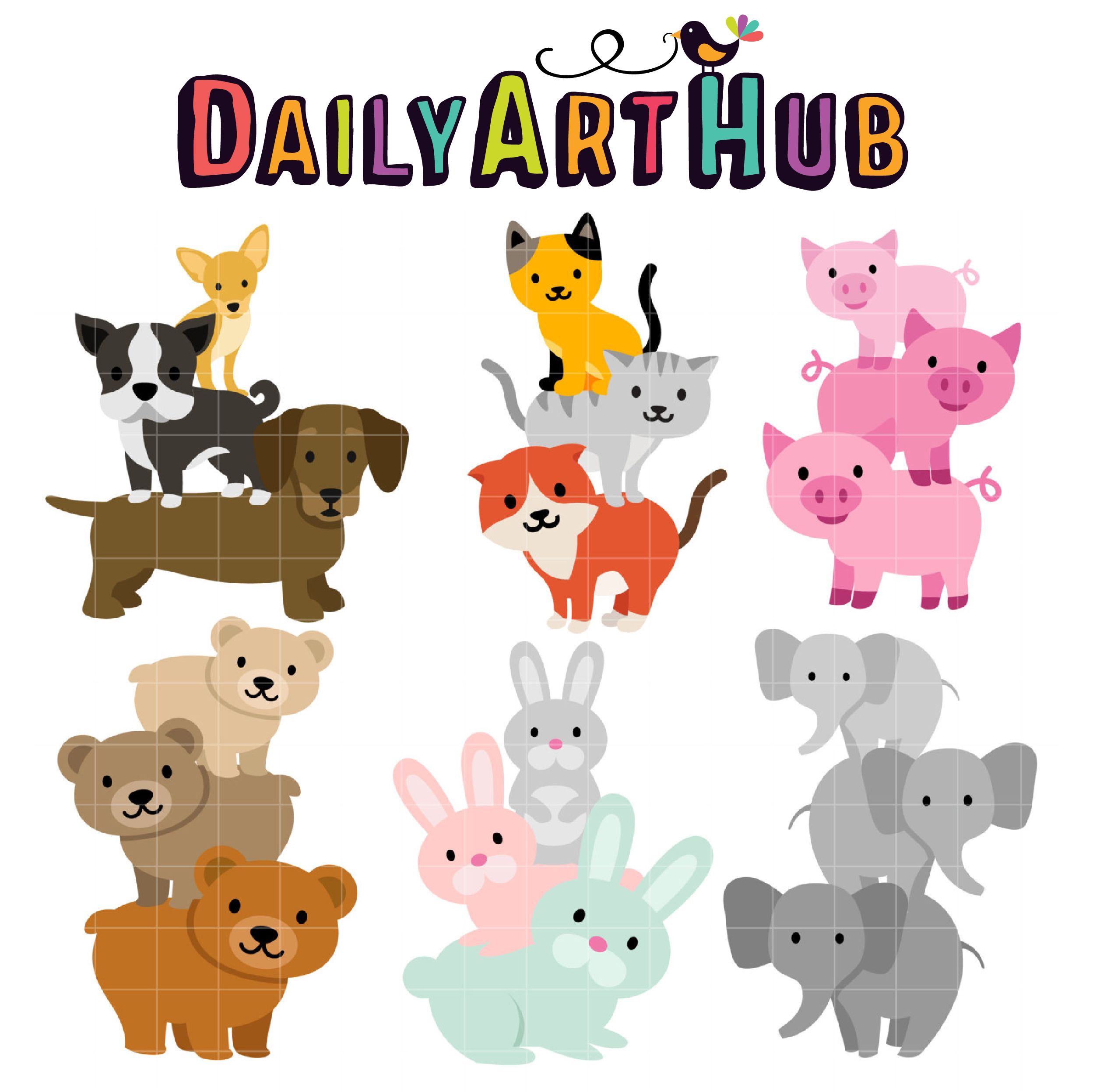 2497x2494 Stack Up Animals Clip Art Set Daily Art Hub Free Clip Art