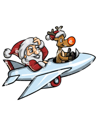 324x418 Santa Claus Riding Sleigh With Reindeers Cartoon Vector Clipart
