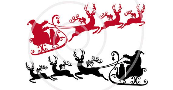 570x299 Santa Claus With His Sleigh, Deer, Reindeer, Stag, Christmas, Xmas