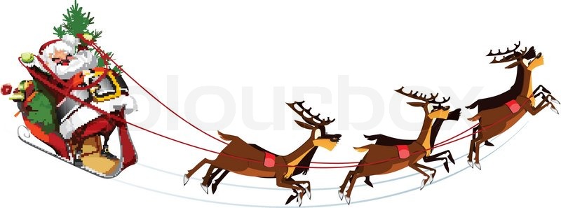 800x297 Santa Claus On His Sleigh Group