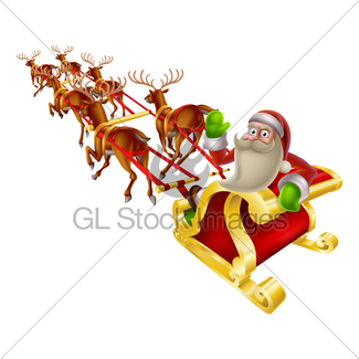325x325 Santa Claus Sleigh Christmas Scene Gl Stock Images