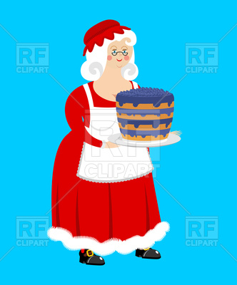 332x400 Mrs. Claus And Blueberry Cake Royalty Free Vector Clip Art Image