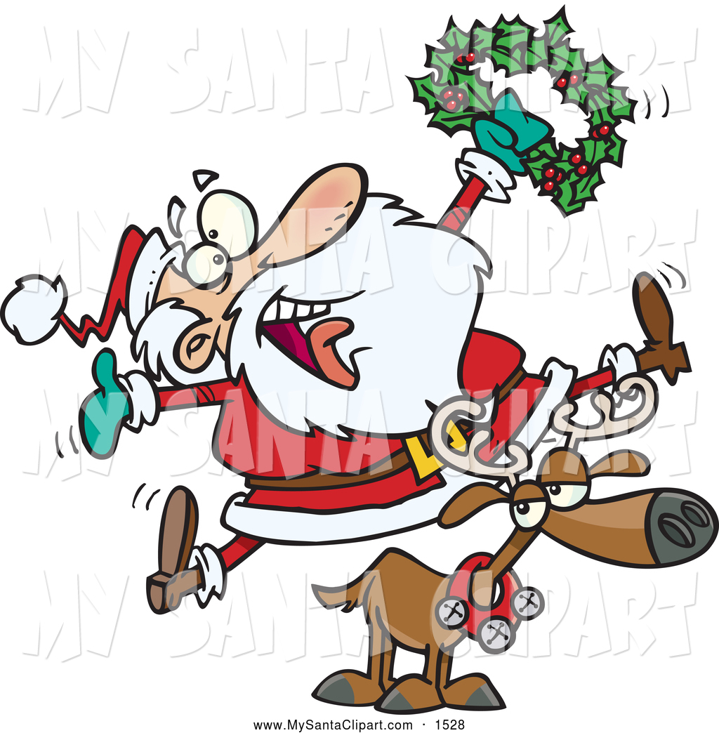 1024x1044 Father Christmas And Reindeer Clip Art