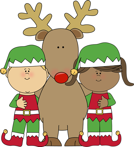 457x500 Reindeer And Elf Clipart