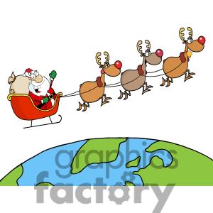 300x300 Santa And Reindeer Flying Clipart