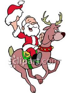 225x300 Santa Riding A Reindeer