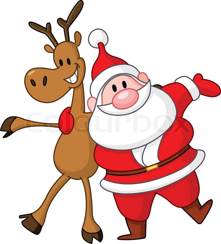 722x800 Reindeer And Santa Embracing Each Other Stock Vector Colourbox