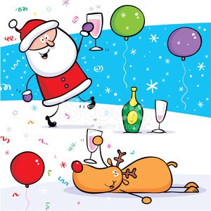 300x300 Santa Rudolph Drunk Stock Vectors