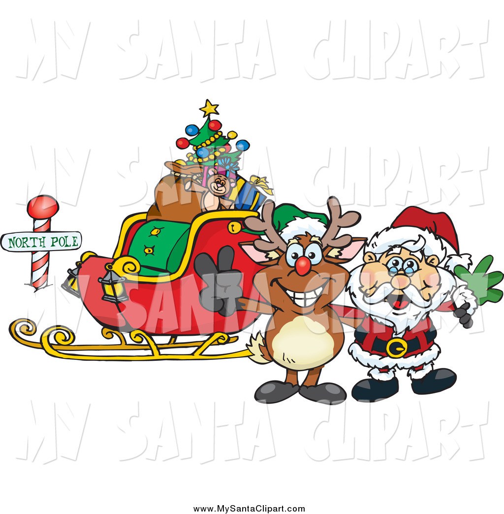 1024x1044 Santa Sleigh And Reindeer Clip Art