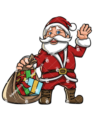 324x418 Santa Claus Skydiving Wearing Parachute Cartoon Vector Clipart