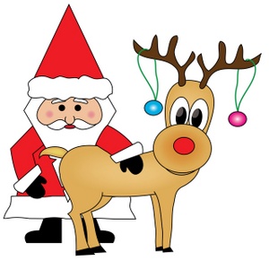 300x300 Santa And Reindeer Clipart