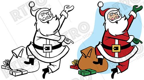 504x281 A Happy Santa Claus Jumps And Skips Retro Clip Art Clipart Rtro