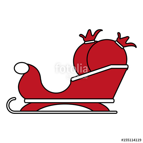 500x500 Color Silhouette Image Of Santa Claus Sleigh With Bags Of Gifts