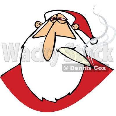 400x400 Clipart Of A Stoned Christmas Santa Claus Smoking A Joint