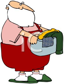 268x350 Picture Of Santa Clause Wearing Red Overalls And Green Slippers