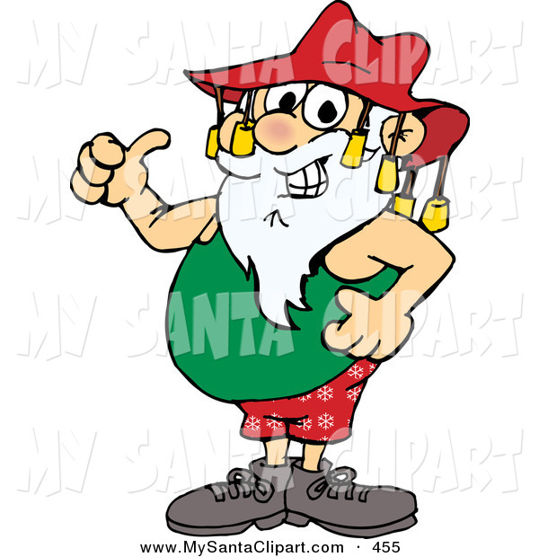 600x620 Christmas Clip Art Of A Smiling Summer Santa Claus Giving