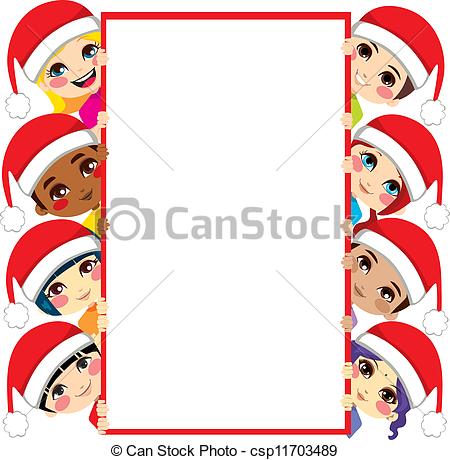 450x460 Christmas Children Friends. Group Of Multi Ethnic Kids Vector
