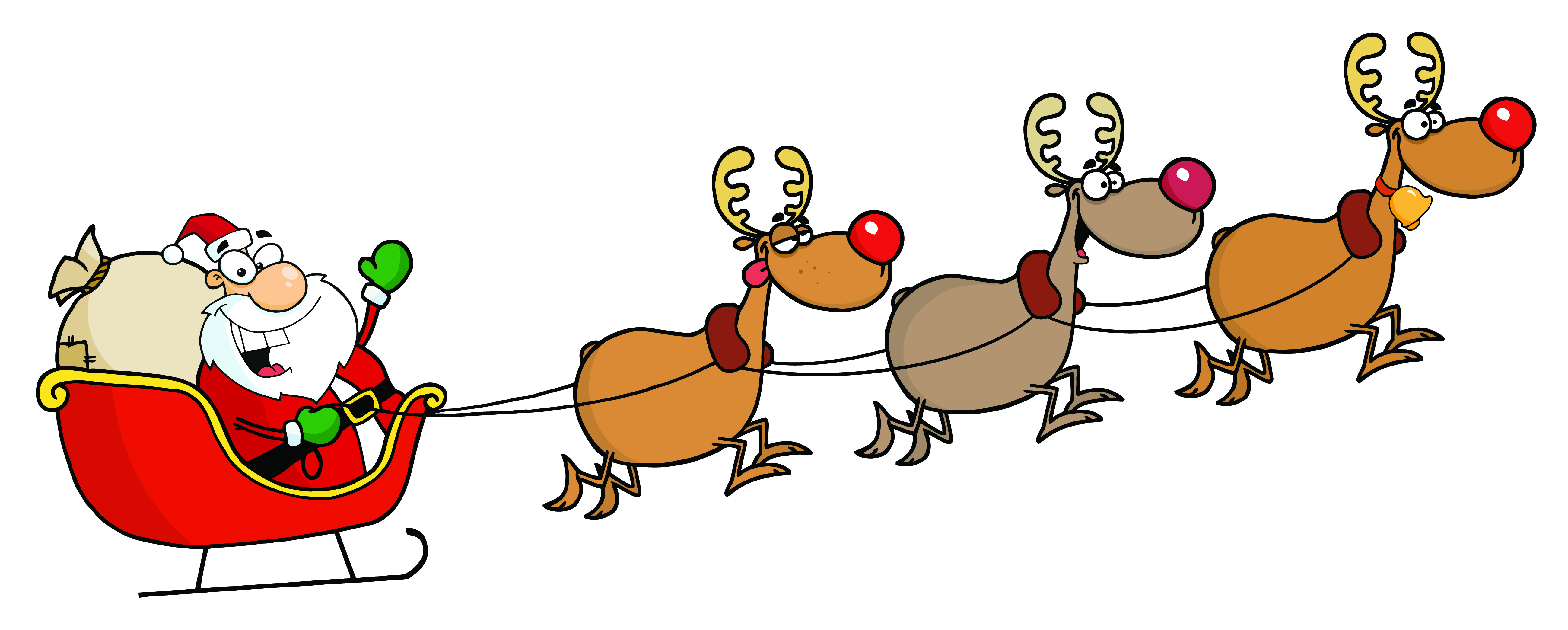 5197x2087 Free Santa And Reindeer Clip Art 101 Clip Art