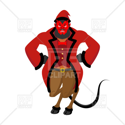 400x400 Krampus Santa, Demon With Horns And Christmas Hat, Christmas
