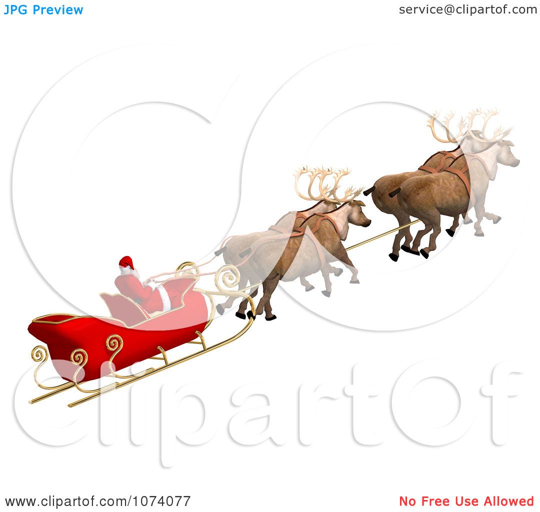 1080x1024 Clipart 3d Santa And Sleigh 2