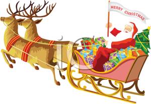300x208 Reindeer Pulling Santa's Sled