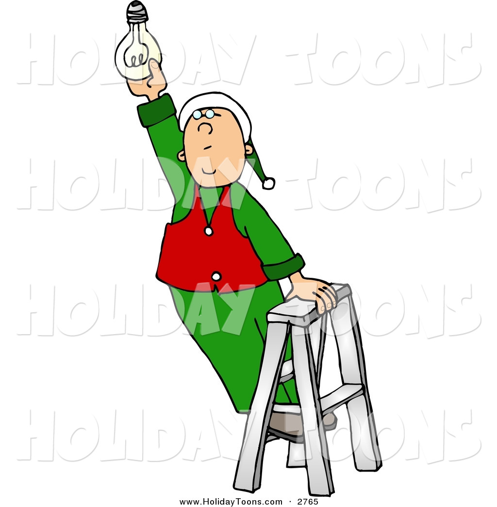 1024x1044 Royalty Free Holiday Clipart Of A Helpful Santa's Elf Screwing